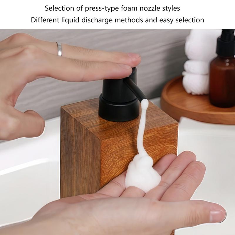 Elegant Wood Texture Resin Lotion Dispenser With Foam Pump For Shampoo Body Wash Hotel Homes Bathroom Essential