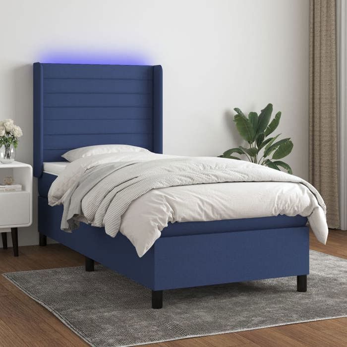 VidaXL Slat Bed Base with Mattress and LEDs, Upholstered Bed, Single Bed, Adult Bed for Interior Bedroom, 3138355