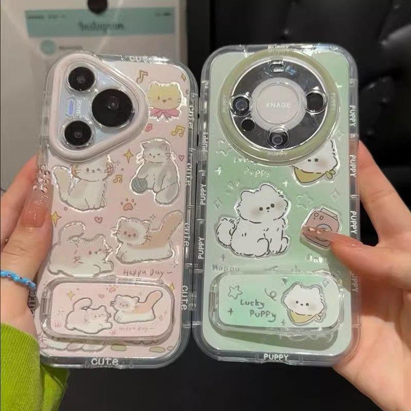 Play cat apple 17promax mobile phone case cartoon cute 16 advanced sense cute 15 protective case bracket case