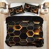 3pcs Golden Diamond Geometric Bedding Set -1 Duvet Cover 2 Pillowcases Breathable  Machine Washable - Perfect for All Seasons