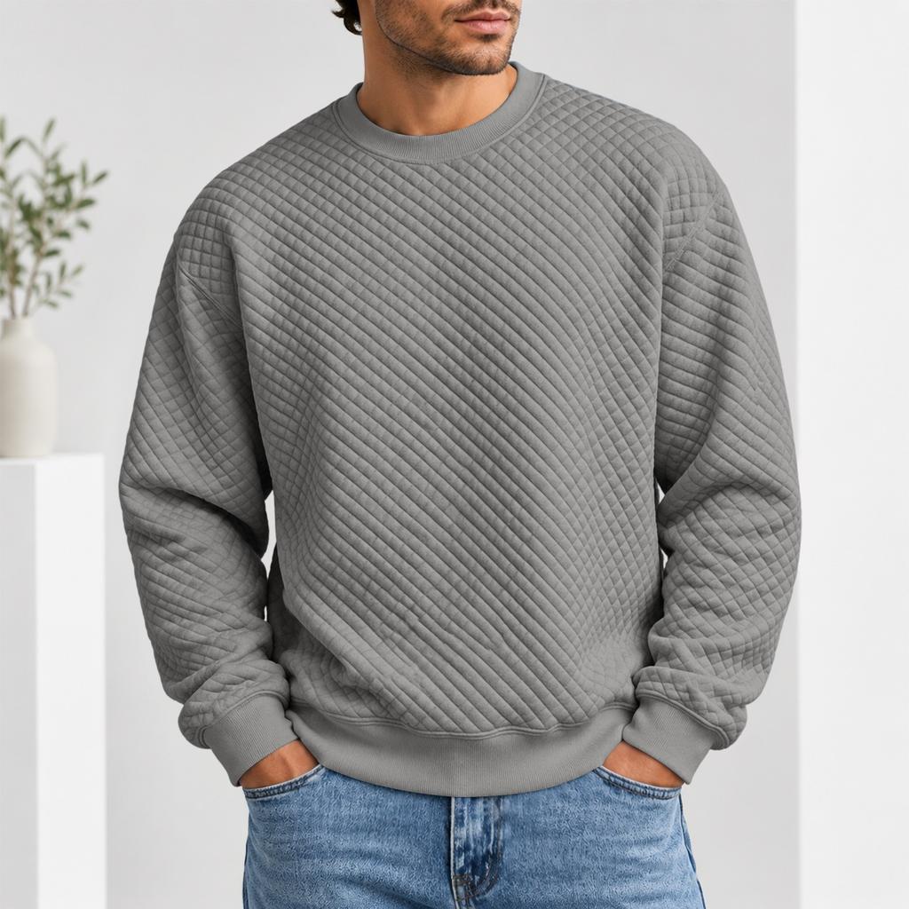 Herren Rundhals Pullover Sweatshirt Lässiges Langarm Oberteil für Herbst und Winter