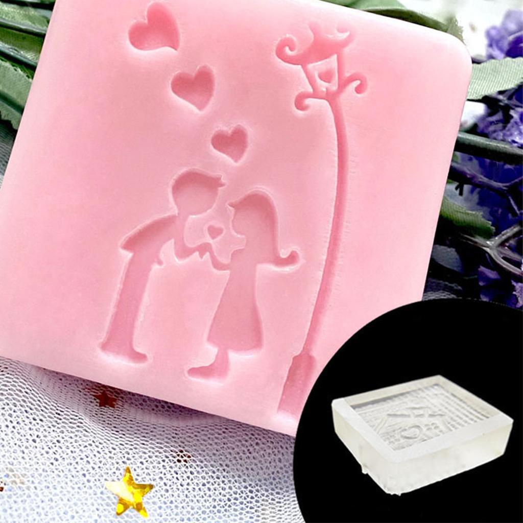 Valentines Day Acrylic Clear Seal Natural Organic Soap Making Tool Accessories Love Heart Pattern Soap Stamp Block