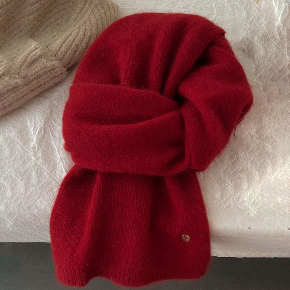 Hot Winter Thermal Knitted Scarf Women Raccoon Velvet Fur Wool Scarf Luxury Solid Color Shawl Wraps Windproof Warmer Neckerchief