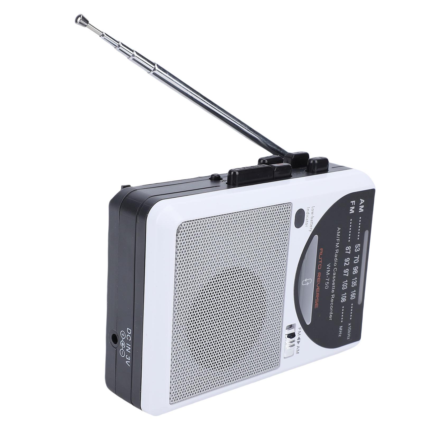 

Retro Cassette Recorder AM FM Radio Portable Tape Player Built in Large Speaker 3.5mm Headphone