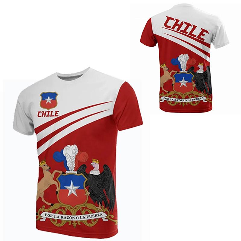 Sommer Nationalflagge von Chile Aufdruck T-Shirt Chile Emblem Grafik T-Shirts für Herren Kinder Mode Cool Vintage Kurzarm