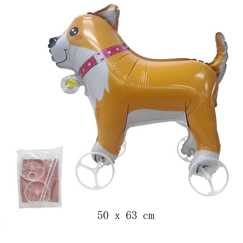 1Pcs Cartoon Animal Foil Balloon, Walking Standing Balloon With Wheels, Kids Birthday Party Decor, Baby Shower Accessories