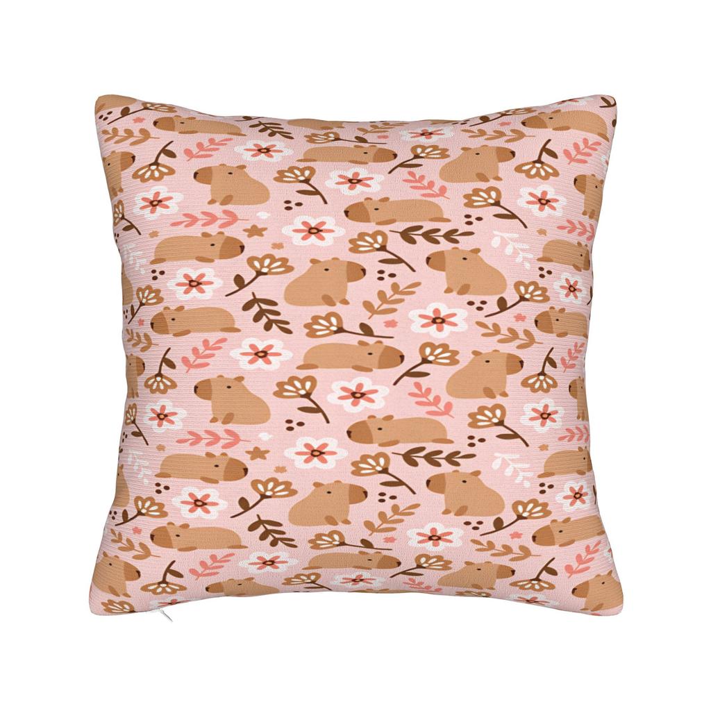 Pillow Case Kawaii Capybara   Square  Pillow Cover For Couch Sofa Bedroom Retro Trendy Pillowcases