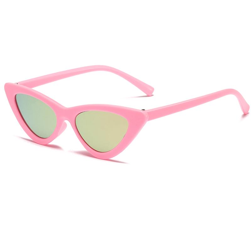 New Boys' and Girls' Glasses Retro Triangle Cat Eye Kids Sunglasses Trendy Personality Candy Color Cute Children's Sunglasses
