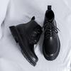 Martin Boots Men's British Style High-end Autumn and Winter Black Boots Medium Top Boys High-top Shoes 6002-R