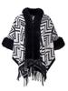 Winter Scarf Women Lady Layers Poncho Elegant Luxury Faux Fur Collar Striped Tassel Shawls Scarve Capa Para Mujer Fashion Coat
