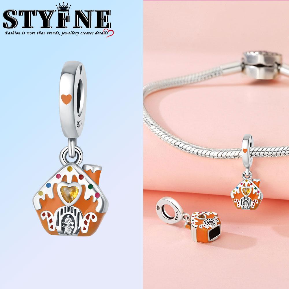 Kupfer Schneeflocke Weihnachtsbaum Rentier Süßigkeitenhaus Anhänger Perlen Marke Armband Exquisites DIY Schmuckherstellung Damen Geschenk