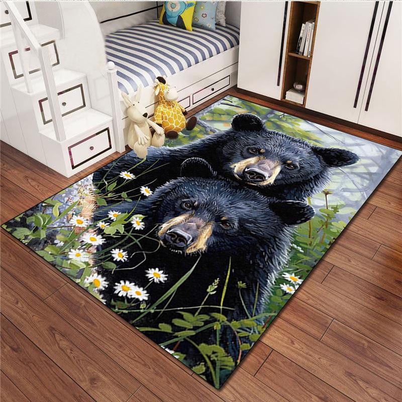 Black bear Rug - Home carpet Office Decorative Carpet For Living Room Bedroom Door Mat Floor Rug Computer Chair Area Rug