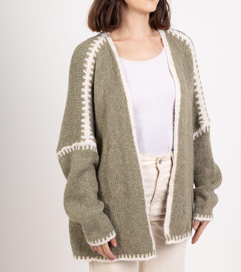 

Вязаный кардиган с V-образным вырезом, женский свободный мягкий тканевый шикарный теплый свитер с длинными рукавами, вязаное пальто, дизайн «столкновение цветов», осень и зима XL зелёный