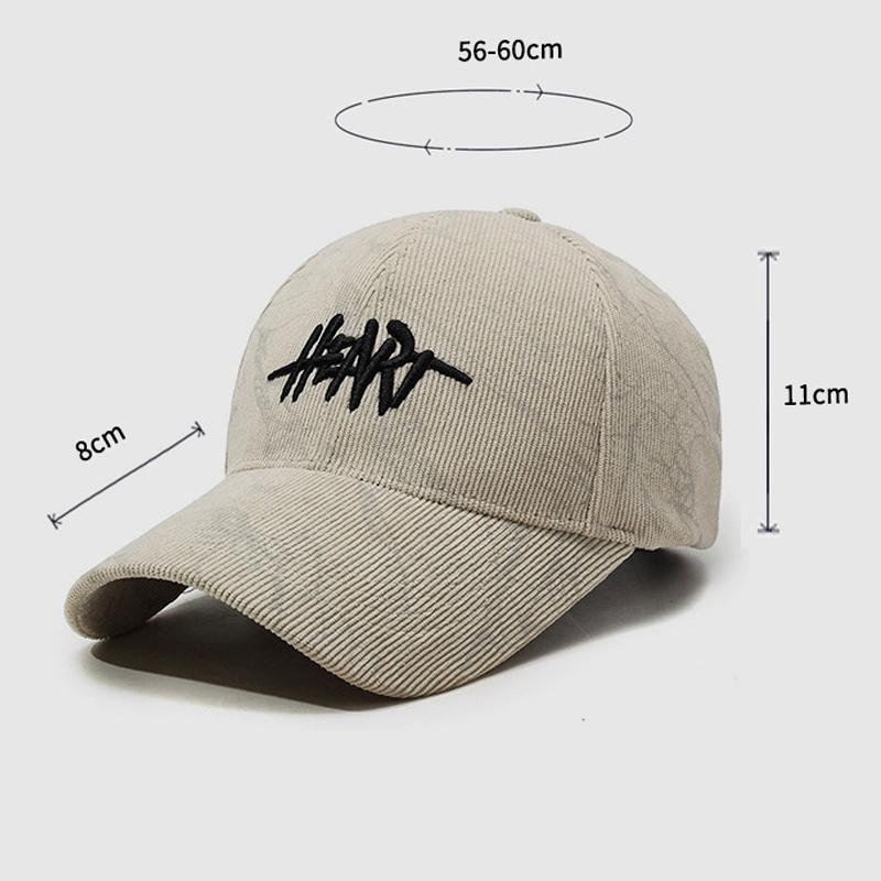 Embroidered Letter Baseball Cap Women Winter Cap Men Corduroy Sun Hat