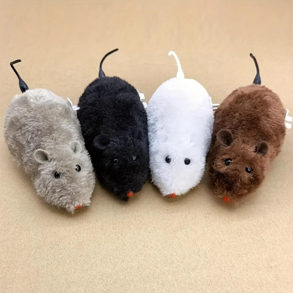 1/5Pcs Plush Wind-Up Mouse Toy-Fun Interactive Mechanical Moving Animal Toy, for Cats Dogs Kids Playtime Pranks, Durable Pet Toy