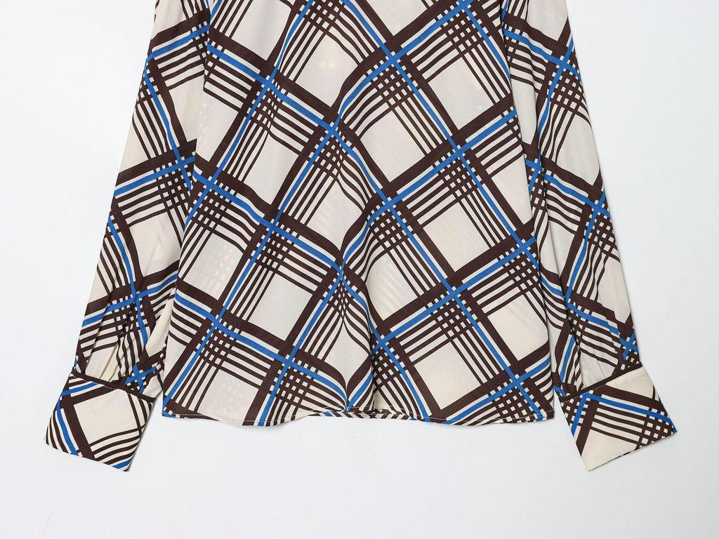 Trendy European & American Women's Plaid High-Neck Shirt - Versatile Summer Casual Fashion