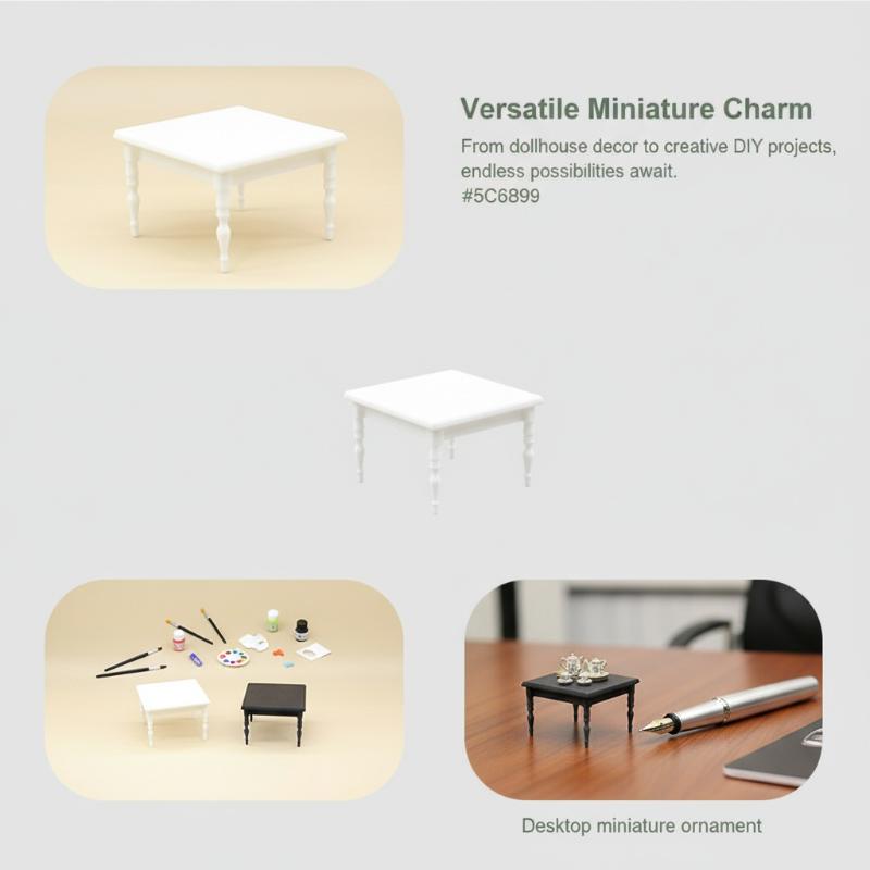 1/12 Dollhouse Simulation Square Tea Table Miniature Modern Furniture Model Ideal for DIY Room Scene Decoration Display