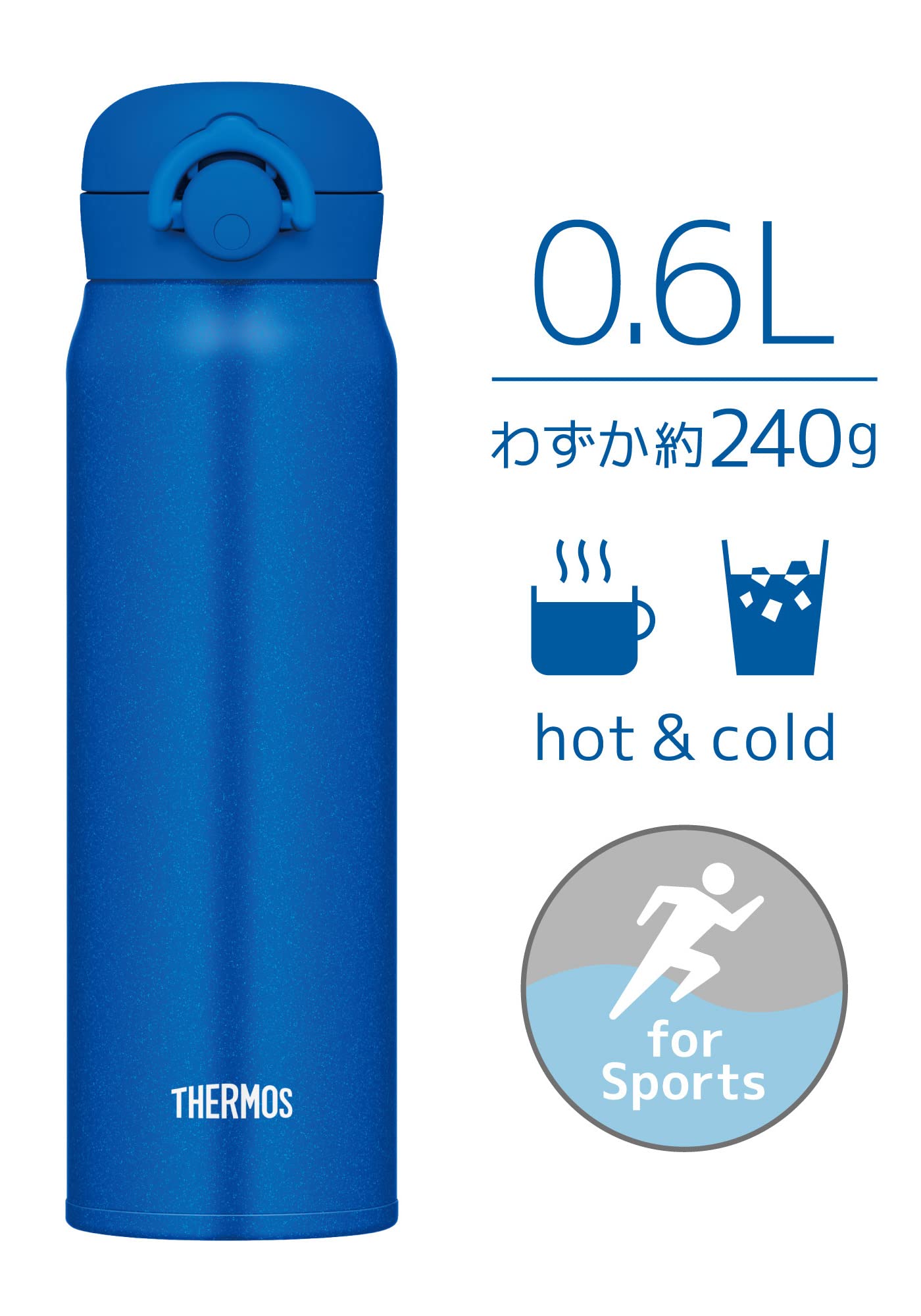 Термос Thermos с вакуумной изоляцией, портативная кружка, 600 мл, металлический синий, JNR-603