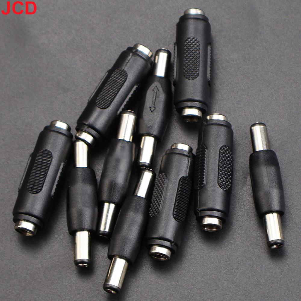 JCD 5pc 5.5mm*2.1mm Male To Male DC Power Plug Jack and Female To Female Socket Connector For CCTV Camcer Panel Mounting Adaptor