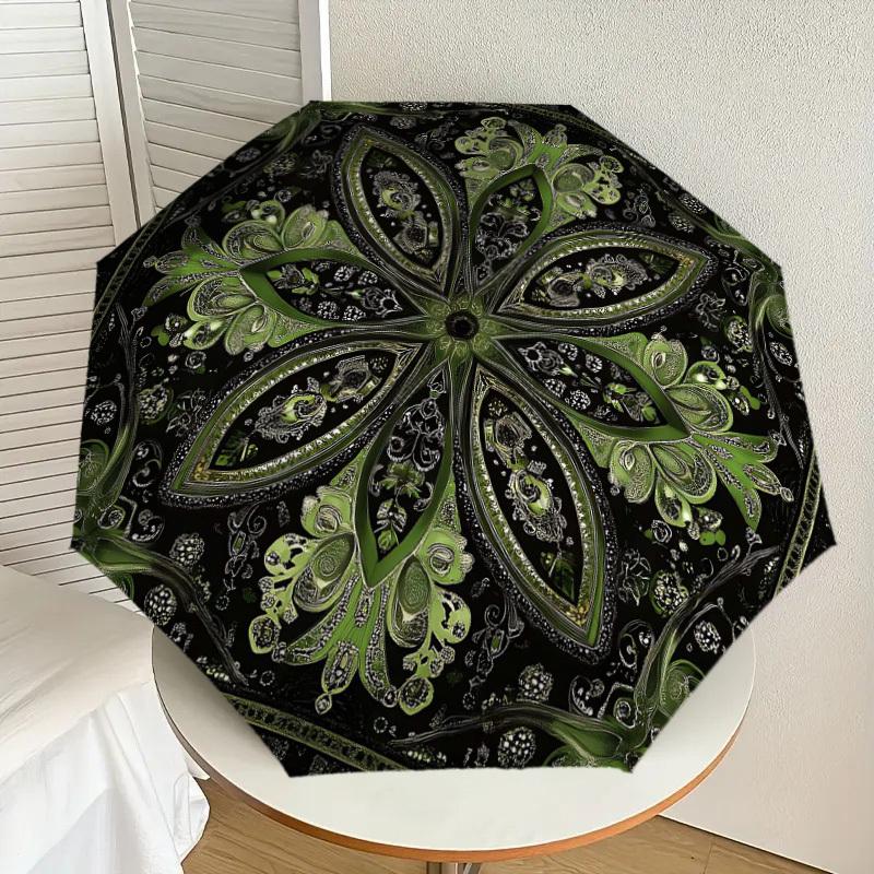 1PC Floral Pattern Umbrella-8-Rib Reinforced Portable Folding Travel Suitable for All Seasons Outdoor Daily Use Is an Ideal Choice -K0342