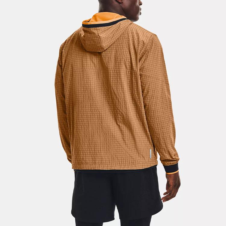 Under Armour Rush Legacy Colorblock Design Breathable Training Zip Jacket Men Brown 1366186-277
