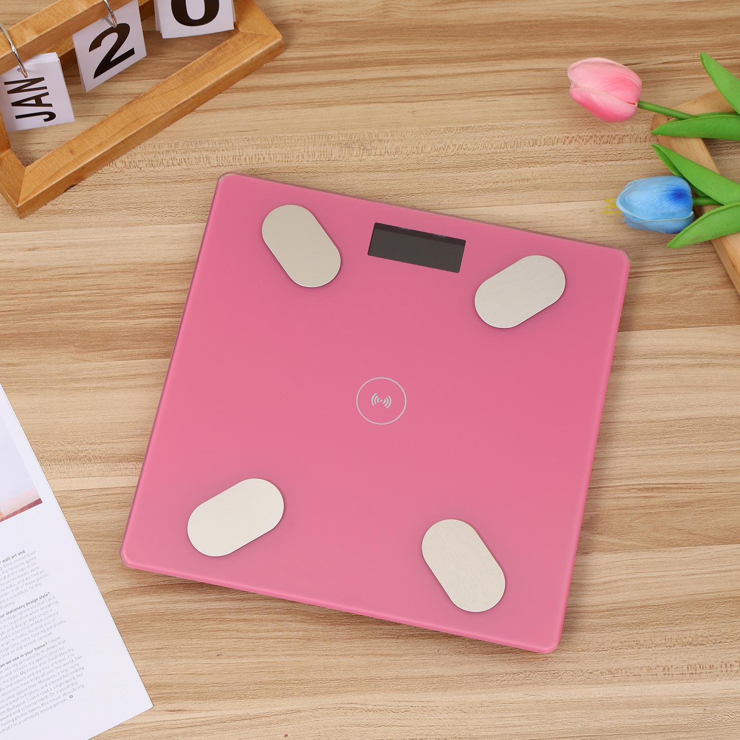 

Весы OKOK Bluetooth для измерения уровня жира и здоровья: 26 см электронные весы для домашнего использования и подарков 26X26cm (battery model) розовый