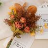 Fall Artificial Flowers Fall Decoration Silk Maple Leaves Rose Plant Autumn Thanksgiving Garden Decor Flower Arrangement