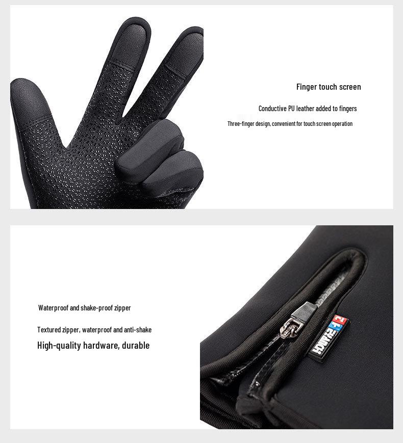 Men's Windproof Waterproof Touchscreen Winter Sports Gloves - Fingerless for Fishing & Cycling