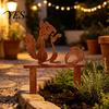 Flower Bed Decoration Rusty Metal Squirrel with Acorn Garden Stake, Cute Animal Silhouette Sculpture, Ground Insert Decor Decorative Outside Yard Art