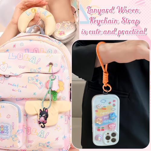 10-color braided rope key lanyard set including wristband which can hang keys mobile phones card bags etc. has both storage and decoration fun
