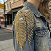 Fringe Rhinestone Epaulette Waterdrop Shoulder Epaulette Sparkling Tassel Epaulet Accessory for Costume Party Stage Performance