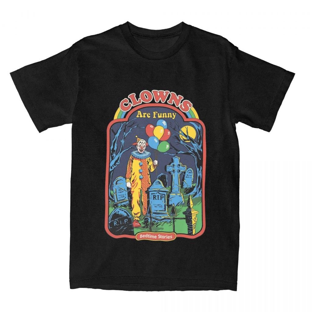 Retro Horror Clown Men Women T Shirt Dark Humour Apparel Amazing Tees T-Shirts Cotton Original Clothing