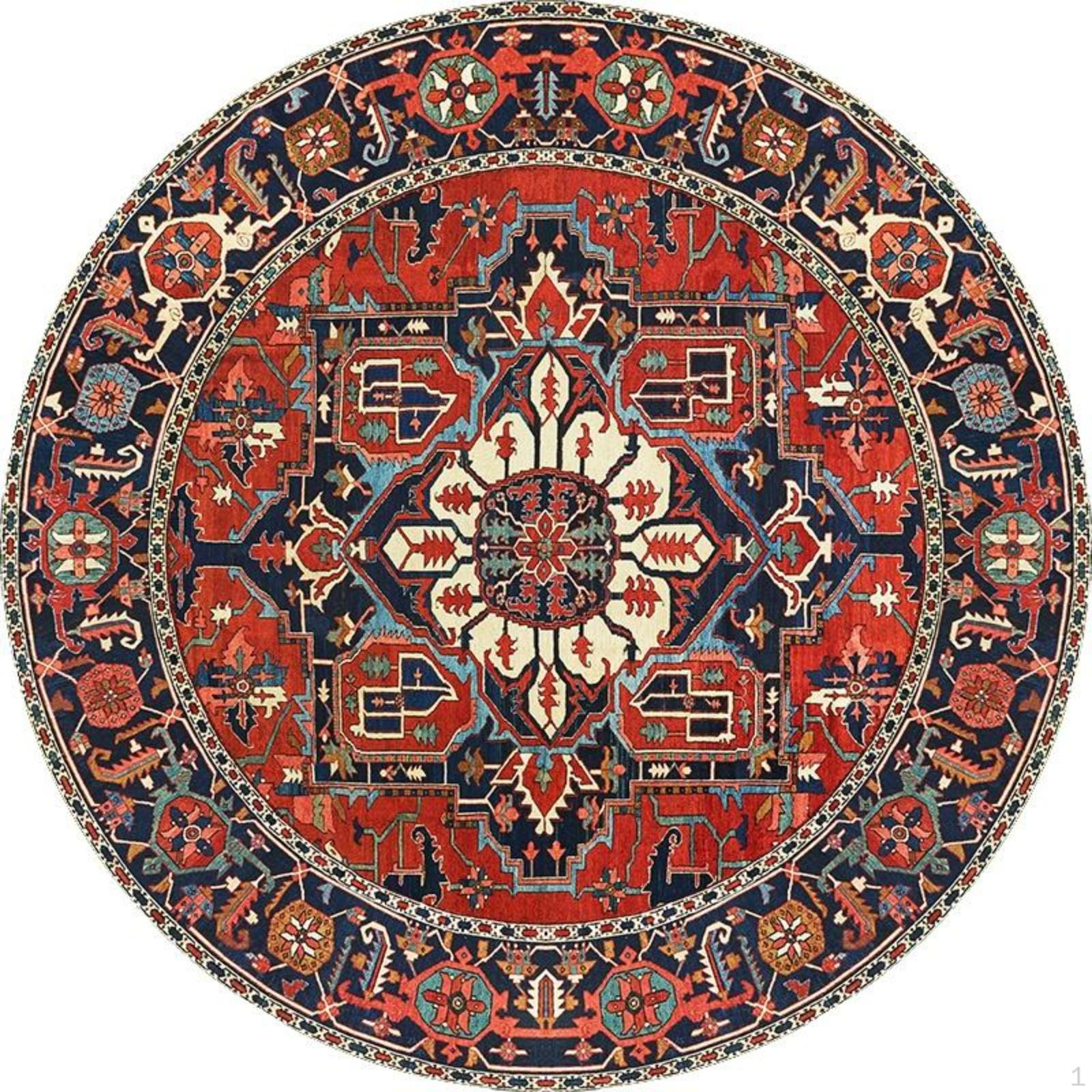 Round Area Rug, Vintage Moroccan Carpet