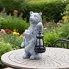 Animal Ornaments, Gardens, Courtyards, Outdoor Solar Resin Craft Decorations, Black Bear Sculptures, Garden Ornaments