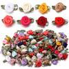 50pcs 1.5x2.5cm Mini Rose Flower Polyester Satin Ribbon Rosettes Fabric Appliques For Wedding Party Clothing Sewing Decoration