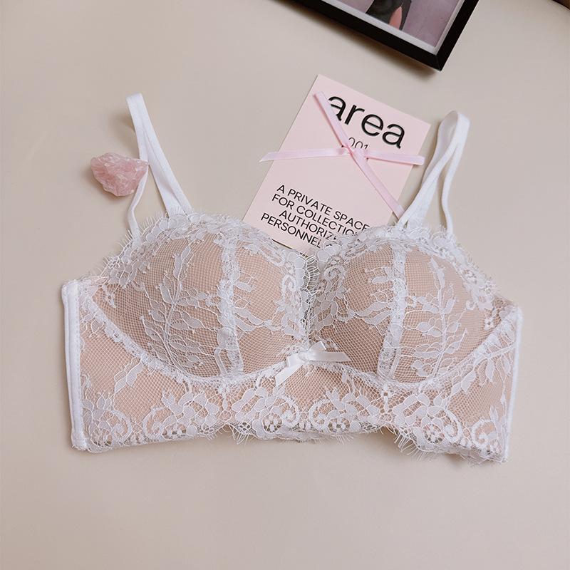 Sexy lace small breasts gather and show large steel-free underwear French pure breasts anti-sagging bra