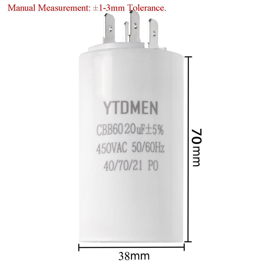 CBB60 Starting Capacitor Dual Insert Motor 4pin AC 450V Replacement Motor Run Capacitors 4UF 5UF 6UF 8UF 12UF 16UF 20UF 60UF