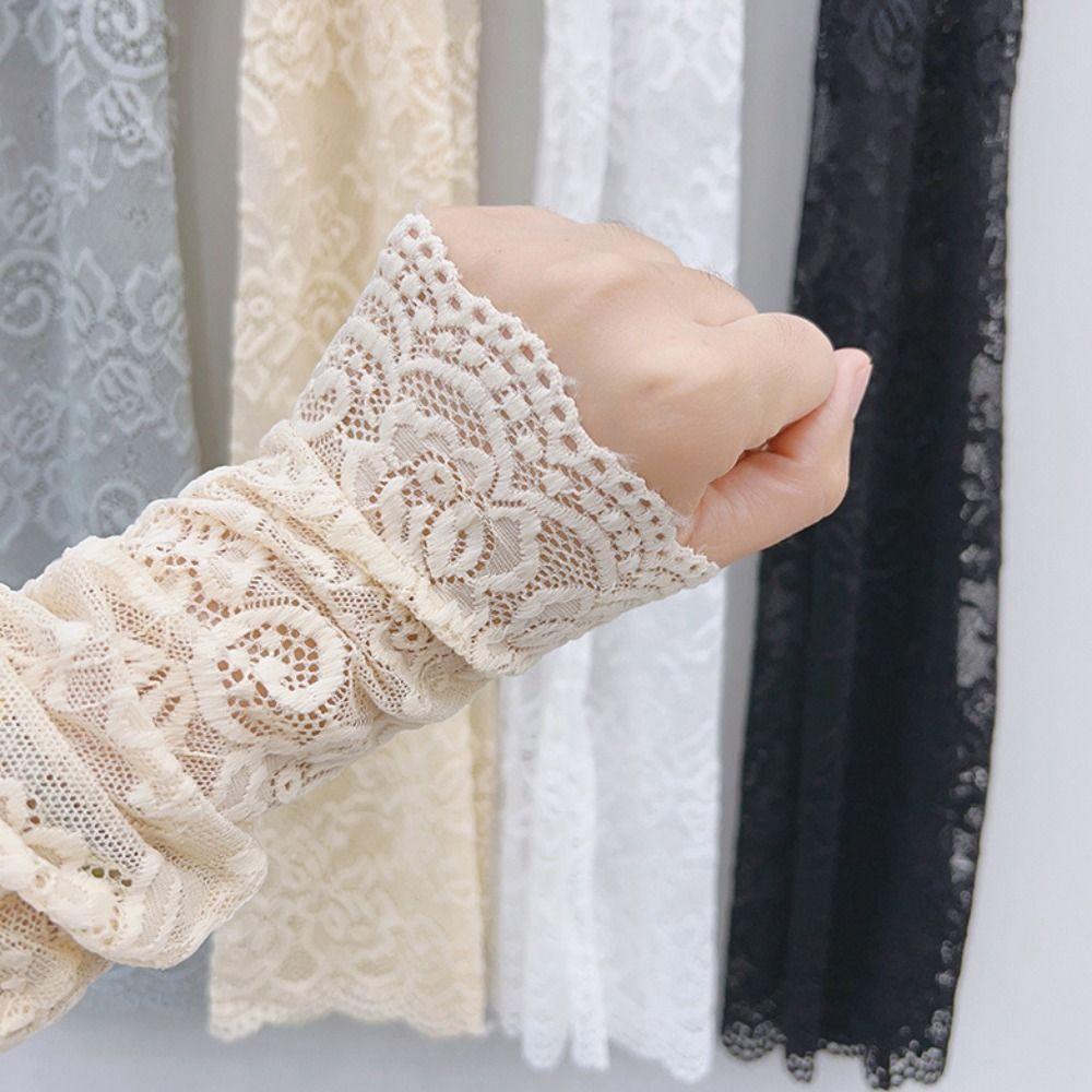 UV Insulation Lace Ice Silk Sleeves Sun Protection Cycling Gloves Cute Sunscreen Sleeve  Women