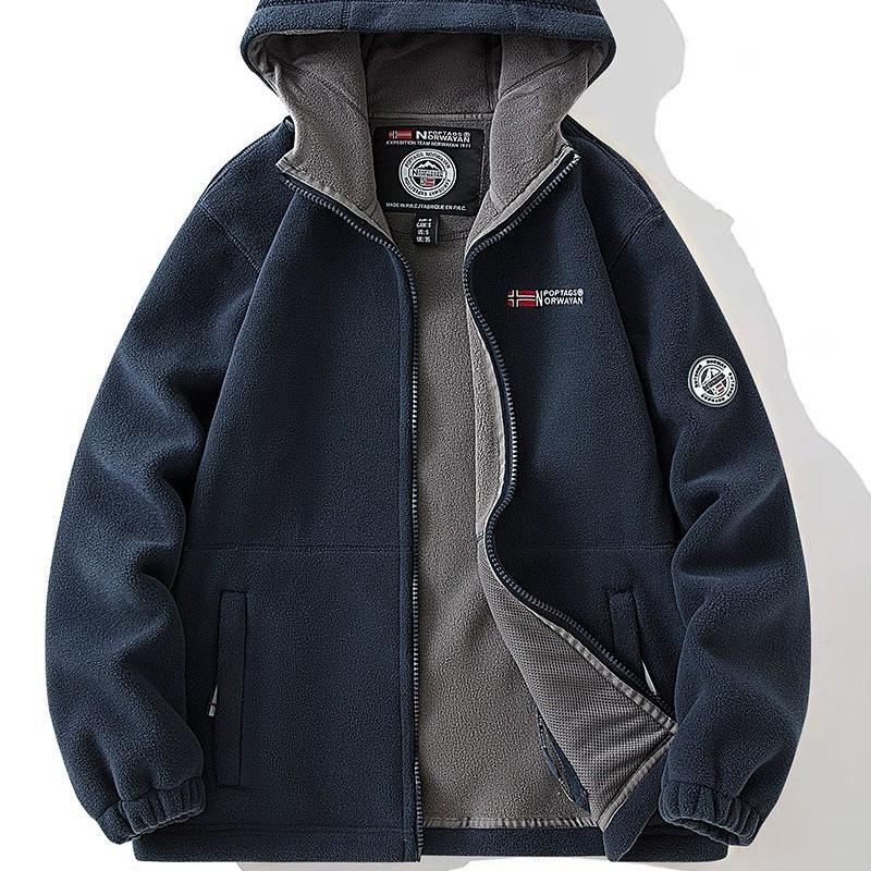 Men Women Fleece Jacket With Hood Warm Winter Thick Polar Outerwear Outdoor Casual Wear