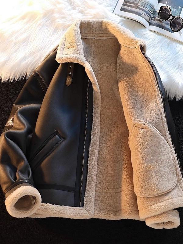 Men's Trendy Lambswool-Lined Winter Motorcycle Jacket