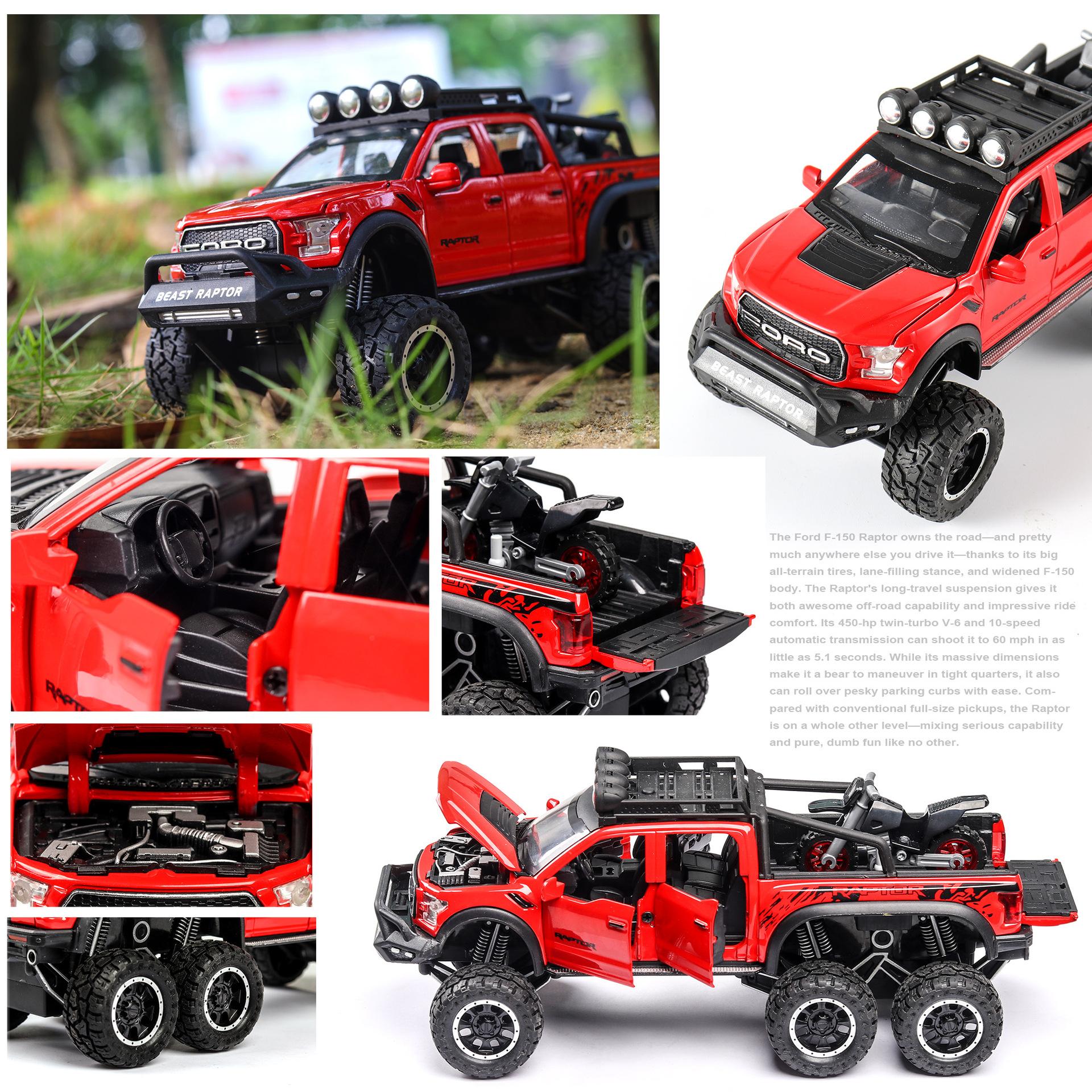 

1/28 Ford Raptor F150 Модифікована легкосплавна модель позашляховика. Литі під тиском та іграшкові транспортні засоби. Колекція металевих моделей автомобілів. Дитячі іграшки. Подарунок.