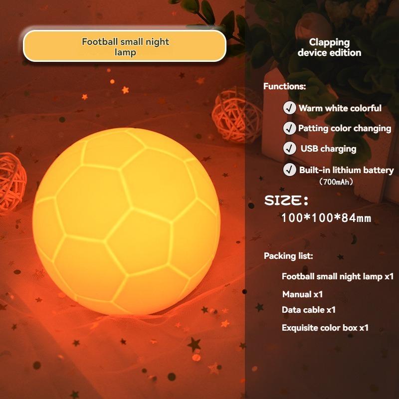 Creative Football Silicone Remote Control Clap Color Changing Night Light Bedside Atmosphere Light Children Gift Home Decoration