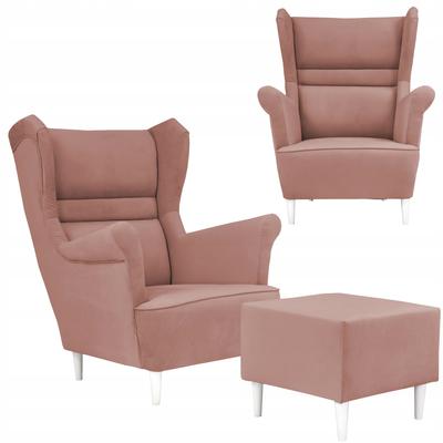 Zoja Wing Chair with Footrest, Scandinavian Raspberry Pink