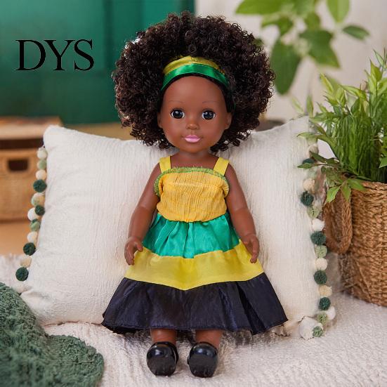 Realistic Black Girl Dolls 14 Inch Doll with Afro Hair, Soft Vinyl Posable Play for Girls Kids, Dress Up Fashion Toy Accessories, Gift Children