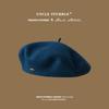 Women'S Winter High Quality Wool Beret Metal Copper Buckle Solid Color Painter Hat Satin Embroidery Vintage Logo Beanie Hat