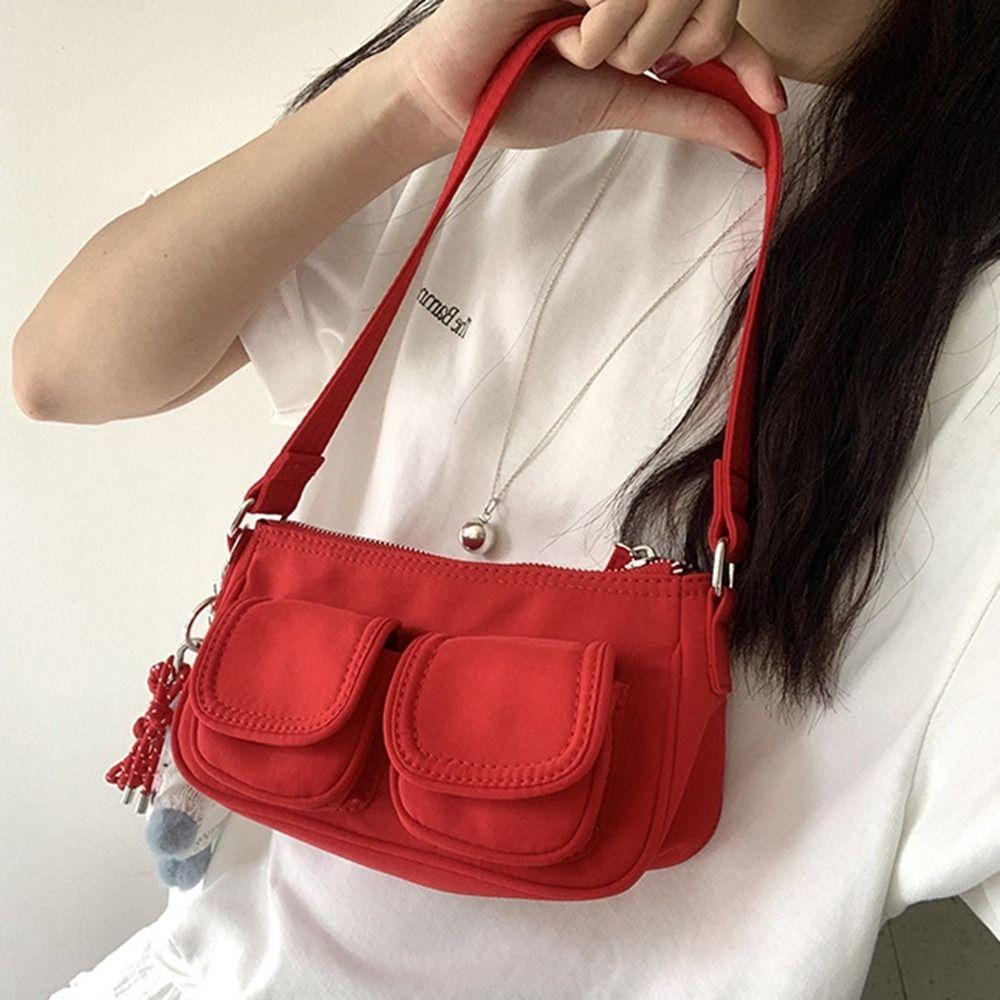 Multi Pocket Oxford Cloth Handbag Oxford Cloth Nylon Shoulder Bag Simple   Streetwear