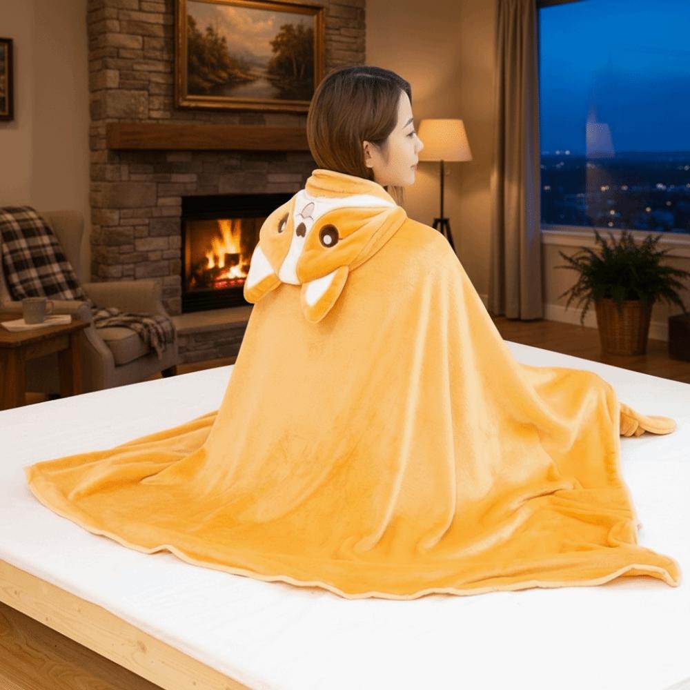 Cozy Air Conditioning Blanket Warm Kawaii Cloak Portable Blanket Shawl Blanket  Office Nap
