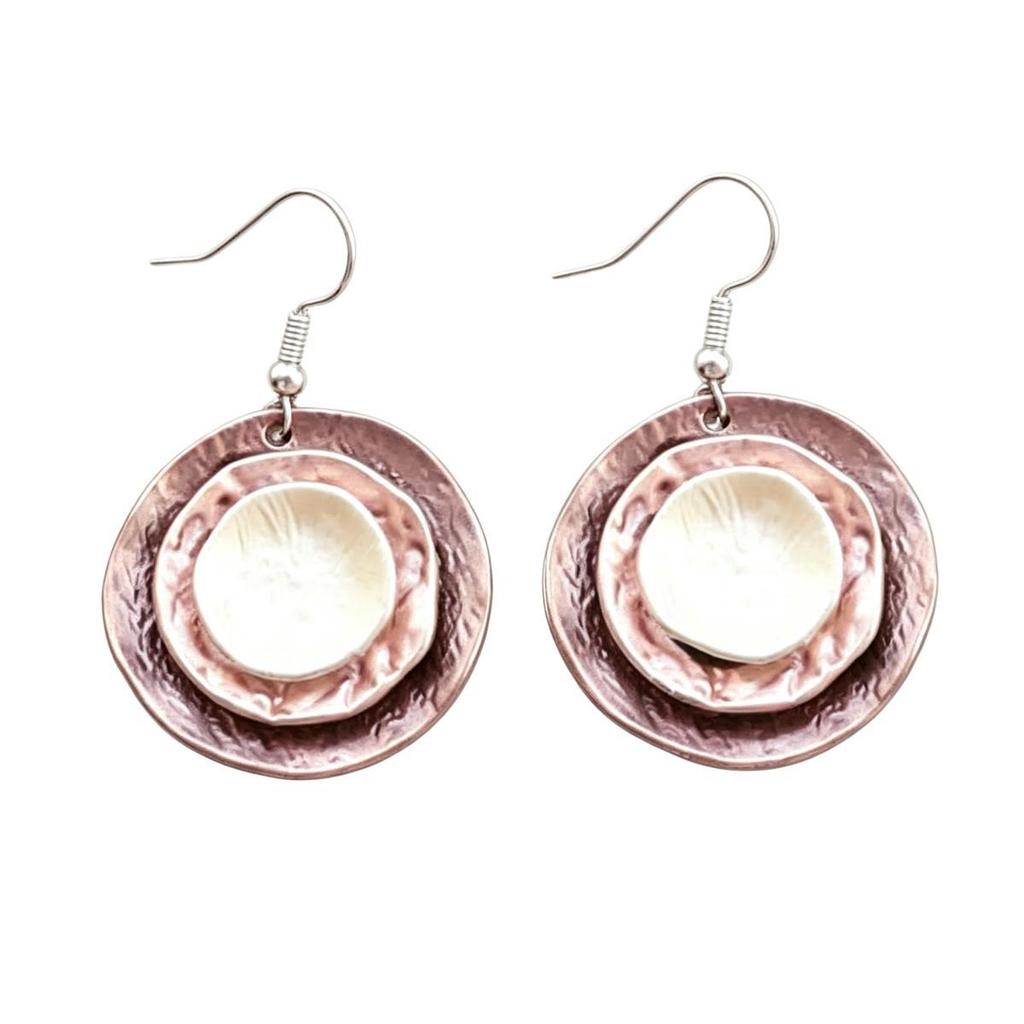Hot-selling three-layer round cake pure hand-painted environmentally friendly alloy earrings personalized light luxury temperament versatile earrings