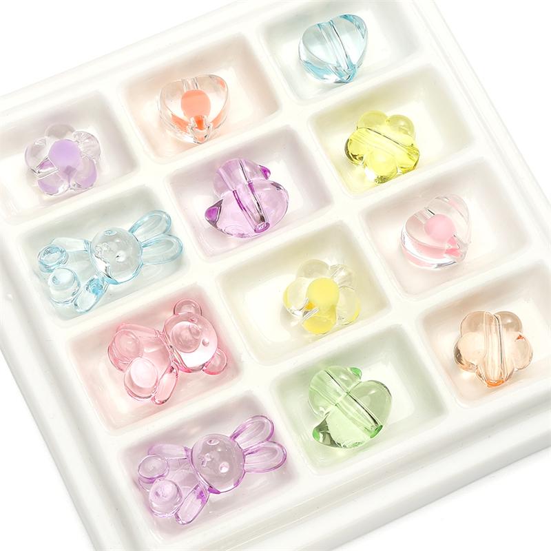 Acrylic Transparent Animal Rabbit Bear Heart Beads for DIY Jewelry 20 Pcs