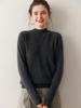 Women's Fashionable Cashmere Half-High Collar Knit Top - Versatile Long Sleeve Warm Base Layer for Autumn/Winter